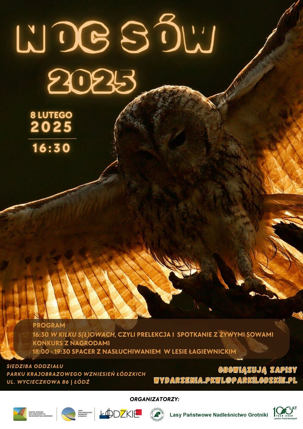 Plakat promujący wydarzenie Noc Sów 2025